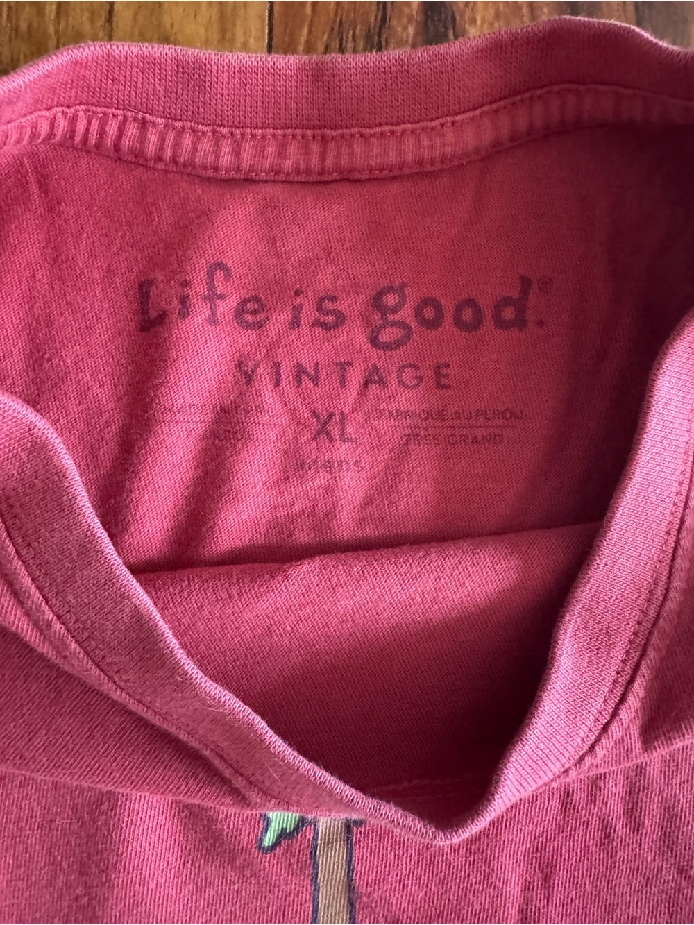 Life Is Good Cherry Red Short Sleeve Tee with Palm Tree, Smiley & Dog Graphic - Picture 3 of 3
